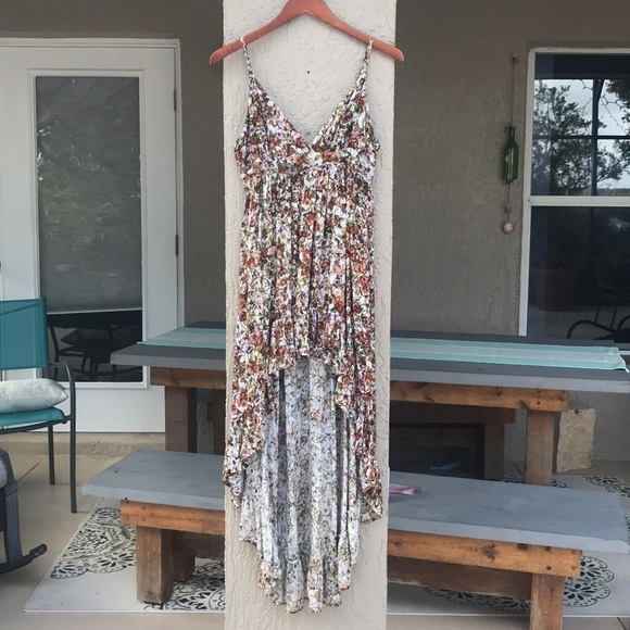 Minkpink Floral Print High Low Ruffle‎ Hemline Sleeveless Flowy Dress - Picture 2 of 11